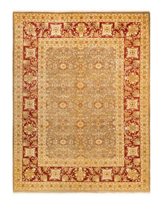 Contemporary Eclectic Green Wool Area Rug 9' 1" x 11' 10" - Solo Rugs