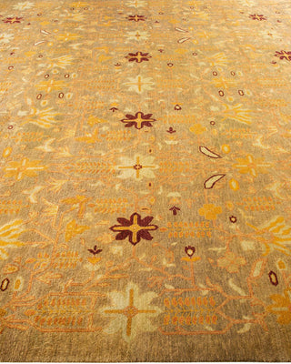 Contemporary Eclectic Green Wool Area Rug 8' 10" x 12' 2" - Solo Rugs