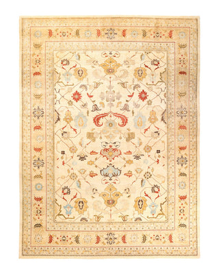 Contemporary Eclectic Ivory Wool Area Rug 9' 1" x 12' 1" - Solo Rugs
