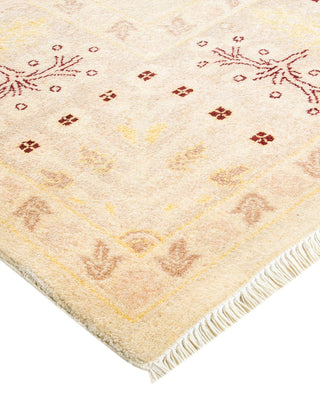 Contemporary Eclectic Ivory Wool Area Rug 9' 3" x 12' 3" - Solo Rugs