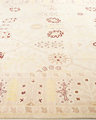 Contemporary Eclectic Ivory Wool Area Rug 9' 3" x 12' 3" - Solo Rugs