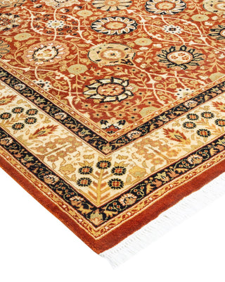 Traditional Mogul Orange Wool Area Rug 4' 2" x 6' 8" - Solo Rugs
