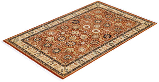 Traditional Mogul Orange Wool Area Rug 4' 2" x 6' 8" - Solo Rugs
