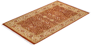 Traditional Mogul Orange Wool Area Rug 3' 1" x 5' 1" - Solo Rugs