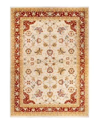 Contemporary Eclectic Ivory Wool Area Rug 9' 10" x 13' 10" - Solo Rugs