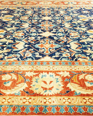 Traditional Mogul Blue Wool Area Rug 12' 0" x 15' 1" - Solo Rugs
