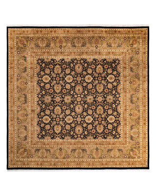 Traditional Mogul Black Wool Square Area Rug 8' 3" x 8' 3" - Solo Rugs