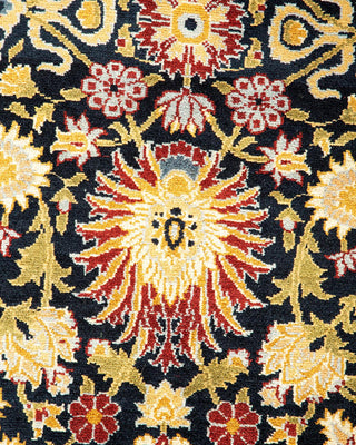 Traditional Mogul Black Wool Area Rug 8' 1" x 10' 5" - Solo Rugs