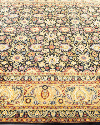 Traditional Mogul Black Wool Area Rug 8' 1" x 10' 5" - Solo Rugs