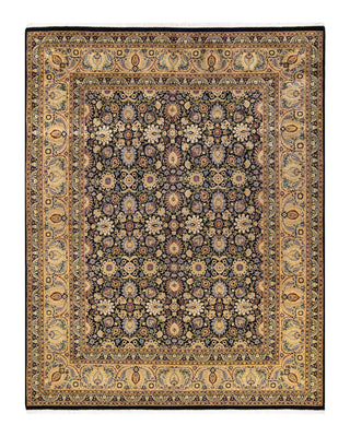 Traditional Mogul Black Wool Area Rug 8' 1" x 10' 5" - Solo Rugs