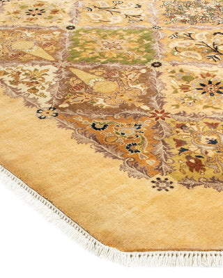 Traditional Mogul Yellow Wool Octagon Area Rug 8' 1" x 8' 1" - Solo Rugs