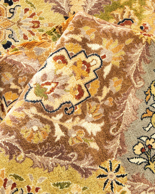 Traditional Mogul Yellow Wool Octagon Area Rug 8' 1" x 8' 1" - Solo Rugs