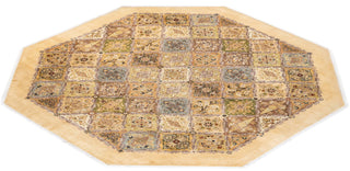 Traditional Mogul Yellow Wool Octagon Area Rug 8' 1" x 8' 1" - Solo Rugs