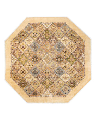 Traditional Mogul Yellow Wool Octagon Area Rug 8' 1" x 8' 1" - Solo Rugs