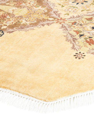 Traditional Mogul Yellow Wool Octagon Area Rug 8' 1" x 8' 1" - Solo Rugs