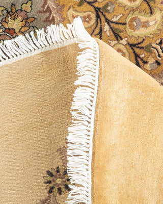 Traditional Mogul Yellow Wool Octagon Area Rug 8' 1" x 8' 1" - Solo Rugs