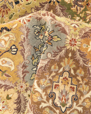 Traditional Mogul Yellow Wool Octagon Area Rug 8' 1" x 8' 1" - Solo Rugs