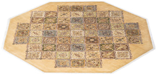 Traditional Mogul Yellow Wool Octagon Area Rug 8' 1" x 8' 1" - Solo Rugs