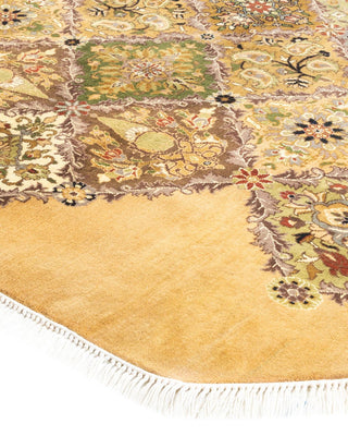 Traditional Mogul Yellow Wool Octagon Area Rug 7' 1" x 7' 1" - Solo Rugs