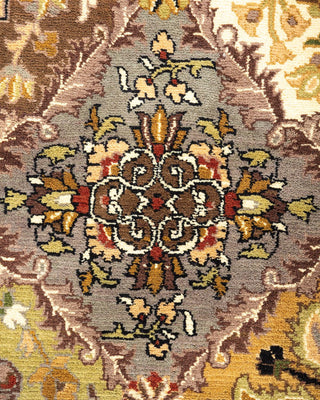 Traditional Mogul Yellow Wool Octagon Area Rug 7' 1" x 7' 1" - Solo Rugs
