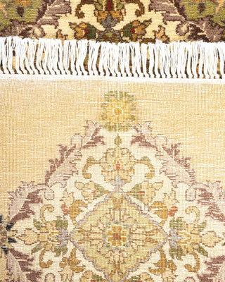 Traditional Mogul Yellow Wool Octagon Area Rug 7' 1" x 7' 1" - Solo Rugs