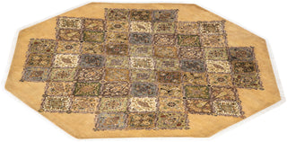 Traditional Mogul Yellow Wool Octagon Area Rug 7' 1" x 7' 1" - Solo Rugs
