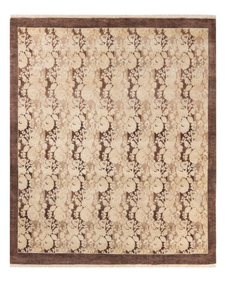 Traditional Mogul Brown Wool Square Area Rug 6' 0" x 6' 2" - Solo Rugs