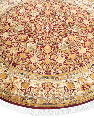 Traditional Mogul Red Wool Round Area Rug 5' 1" x 5' 1" - Solo Rugs