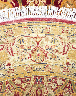 Traditional Mogul Red Wool Round Area Rug 5' 1" x 5' 1" - Solo Rugs
