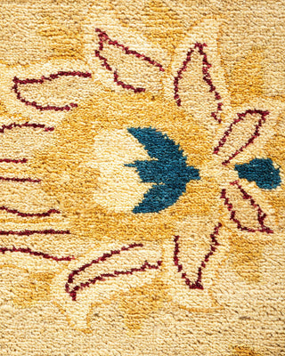 Traditional Mogul Yellow Wool Area Rug 9' 2" x 11' 10" - Solo Rugs