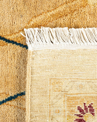 Traditional Mogul Yellow Wool Area Rug 9' 2" x 11' 10" - Solo Rugs