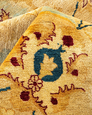 Traditional Mogul Yellow Wool Area Rug 9' 2" x 11' 10" - Solo Rugs