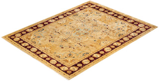 Traditional Mogul Yellow Wool Area Rug 9' 2" x 11' 10" - Solo Rugs