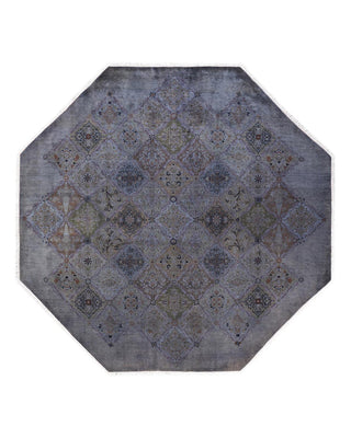 Contemporary Fine Vibrance Gray Wool Octagon Area Rug 8' 1" x 8' 1" - Solo Rugs