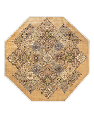 Traditional Mogul Ivory Wool Octagon Area Rug 8' 1" x 8' 1" - Solo Rugs