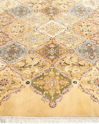 Traditional Mogul Yellow Wool Octagon Area Rug 6' 1" x 6' 1" - Solo Rugs