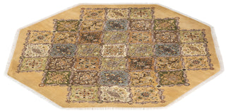 Traditional Mogul Yellow Wool Octagon Area Rug 6' 1" x 6' 1" - Solo Rugs