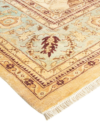Traditional Mogul Yellow Wool Area Rug 9' 3" x 12' 1" - Solo Rugs
