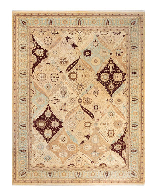 Traditional Mogul Yellow Wool Area Rug 9' 3" x 12' 1" - Solo Rugs