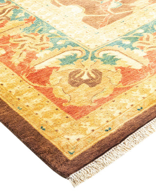 Traditional Mogul Brown Wool Area Rug 8' 0" x 9' 3" - Solo Rugs