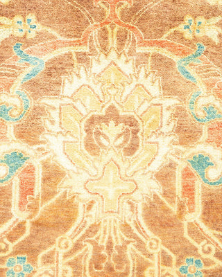 Traditional Mogul Brown Wool Area Rug 8' 0" x 9' 3" - Solo Rugs