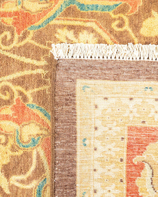 Traditional Mogul Brown Wool Area Rug 8' 0" x 9' 3" - Solo Rugs