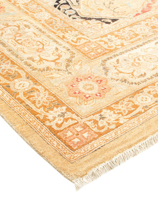 Traditional Mogul Yellow Wool Area Rug 6' 4" x 8' 6" - Solo Rugs