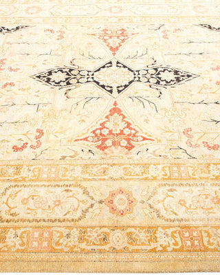 Traditional Mogul Yellow Wool Area Rug 6' 4" x 8' 6" - Solo Rugs