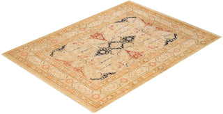 Traditional Mogul Yellow Wool Area Rug 6' 4" x 8' 6" - Solo Rugs