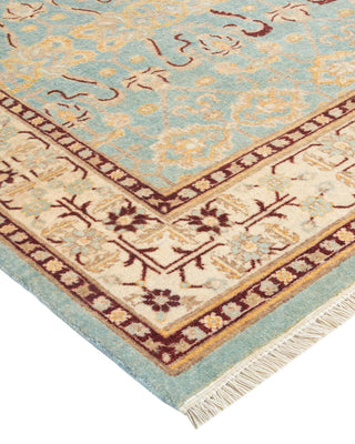 Traditional Mogul Light Blue Wool Area Rug 4' 2" x 6' 0" - Solo Rugs
