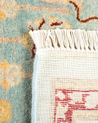 Traditional Mogul Light Blue Wool Area Rug 4' 2" x 6' 0" - Solo Rugs