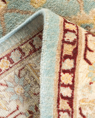 Traditional Mogul Light Blue Wool Area Rug 4' 2" x 6' 0" - Solo Rugs