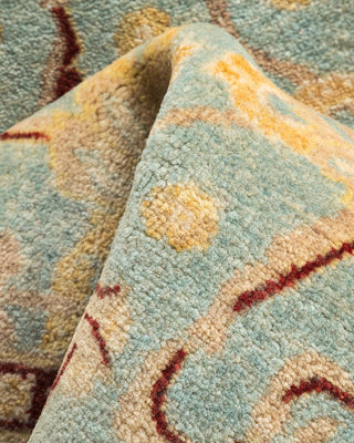 Traditional Mogul Light Blue Wool Area Rug 4' 2" x 6' 0" - Solo Rugs