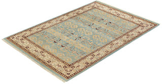 Traditional Mogul Light Blue Wool Area Rug 4' 2" x 6' 0" - Solo Rugs